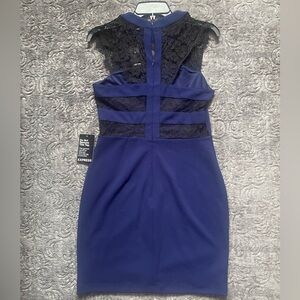 EXPRESS Blue and Black Lace Mini Dress 6